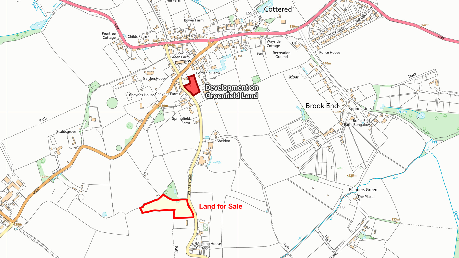 Greenfield development near the land for sale in Cottered, Buntingford