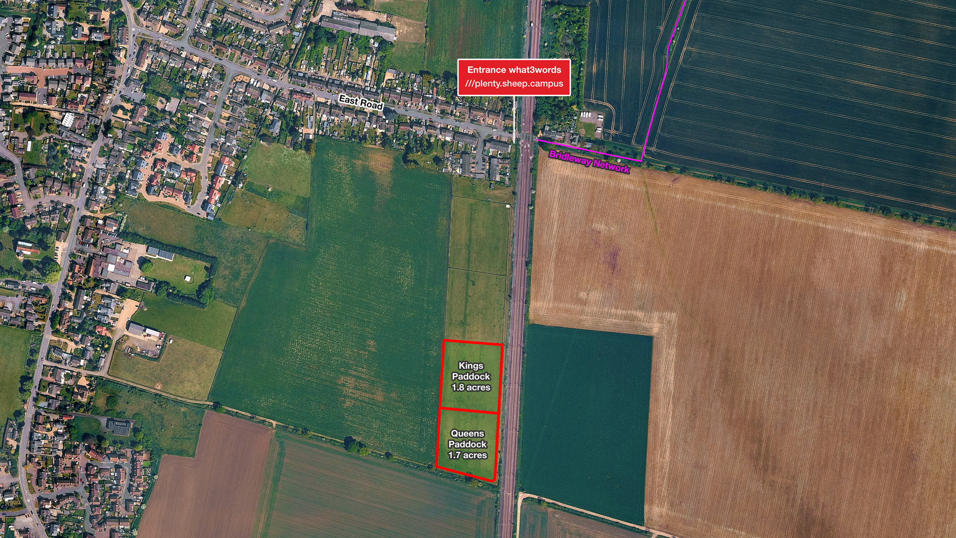 Land for sale in Langford, Biggleswade aerial site plan