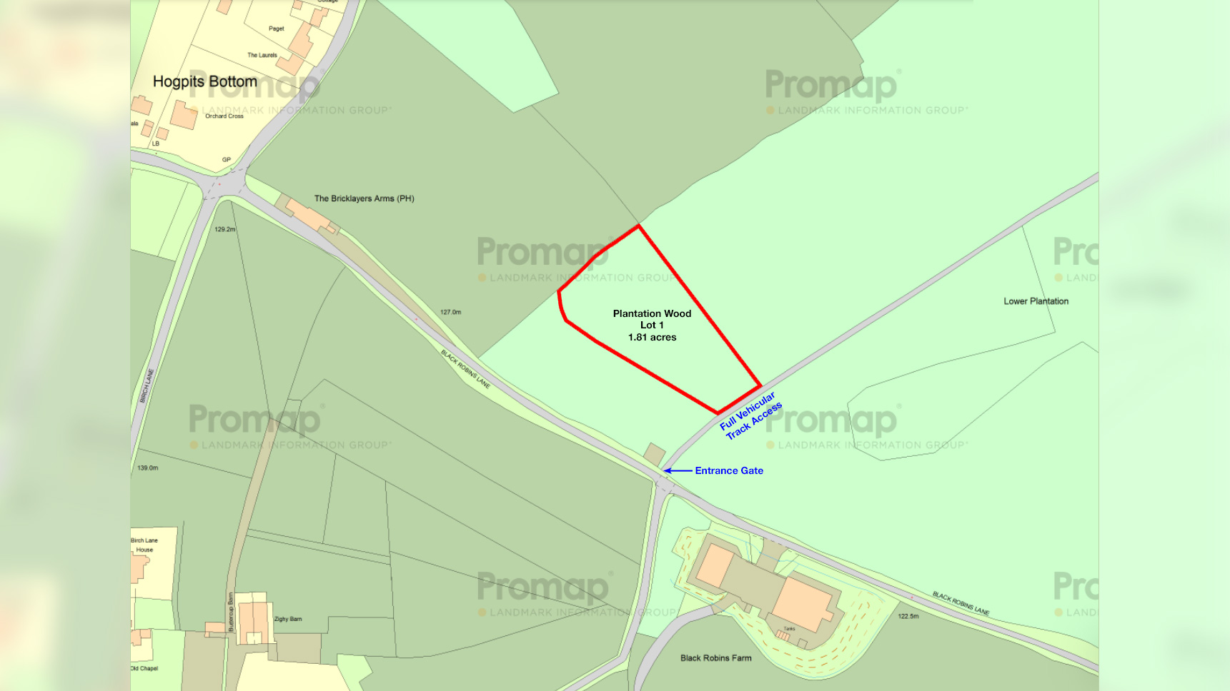 Woodland for sale in Flaunden access plan